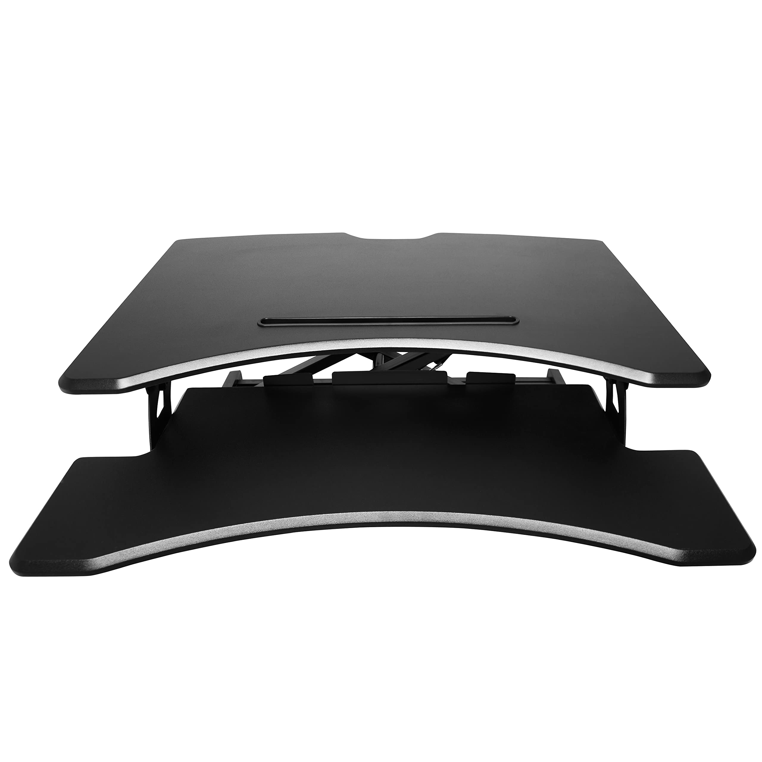 Duronic Sit-Stand Desk DM05D16 | Height Adjustable Office Workstation | 77x50cm Platform | Raises from 12-43cm | Riser for PC Computer Screen, Keyboard, Laptop | Ergonomic Desktop Table Converter