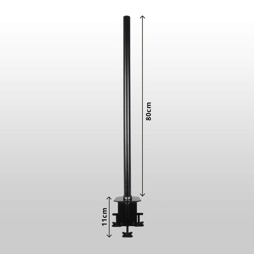 Duronic DM453 80cm Pole BLACK | Compatible with All Duronic Monitor Desk Mount Arms | Black | Steel | Extra Long | 800mm Length | 32mm Diameter | Extra-Wide Clamp Included
