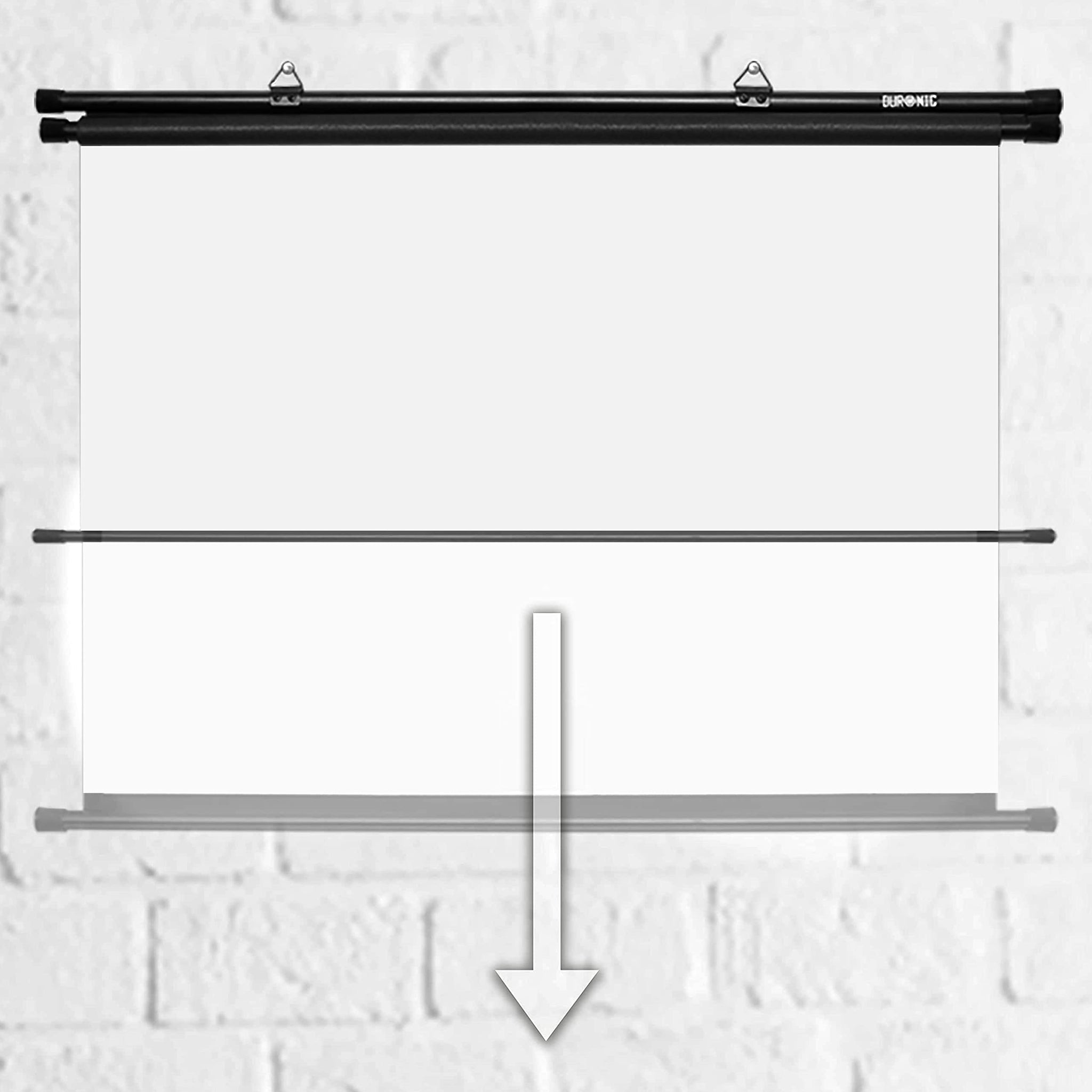 Duronic Projector Screen BPS100/43 Bar Mount 100 Inch White Projection Screens Wall or Ceiling Mountable with Hooks 4:3 for School Office Home Cinema