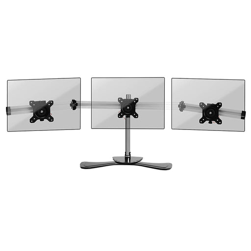 Duronic Monitor Arm Stand DM753 | Triple Freestanding PC Desk Mount | BLACK | Height Adjustable | For Three 15-24 LED LCD Screens | VESA 75/100 | 8kg Capacity | Tilt -15°/+15°, Rotate 360°