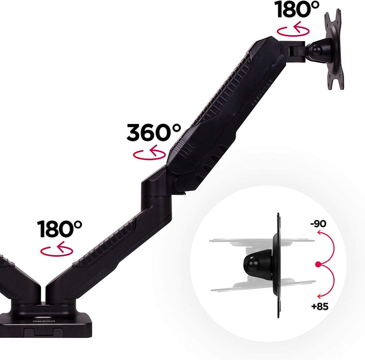 Duronic Dual Monitor Arm Stand DMDCL1X1 | Double/Twin PC Desk Mount | Height Adjustable | For 13-24 Inch LED LCD Screen & Laptop | VESA 75/100 | 6.5kg Capacity