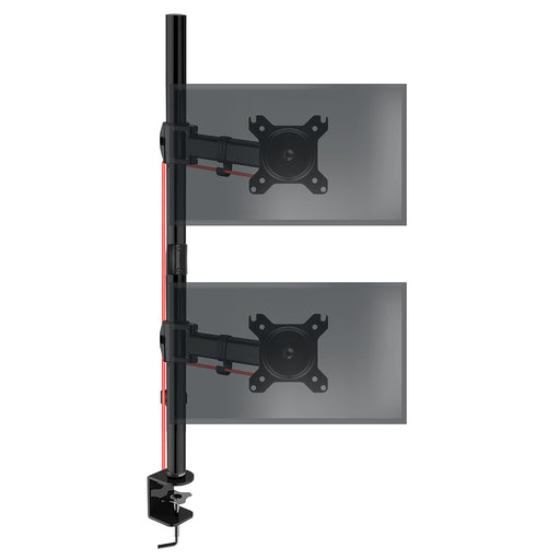 Duronic Dual Monitor Arm Stand DMT252VX1, Vertical PC Desk Mount, Extra Tall 100cm Pole, For Two 13-32 LED LCD Screens, VESA 75/100, 8kg/17.6lb Capacity, Tilt 90°/35°,Swivel 180°,Rotate 360°