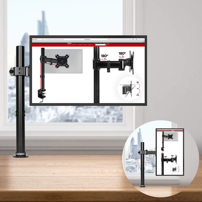 Duronic Single Monitor Arm Stand DM151X1 | Single PC Desk Mount | BLACK | Steel | Height Adjustable | For One 13-32 LED LCD Screen | VESA 75/100 | 8kg Capacity | Tilt -35°/+35°,Swivel 180°,Rotate 360°