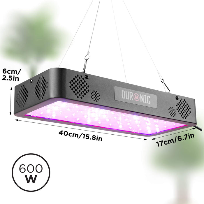 Duronic Hanging Grow Light GLH60 | Indoor Garden Lamp for Plants or Herbs | 60x LED Full Spectrum Bulbs: White, Red & Blue| Double Switch / 2 Modes: Veg & Bloom | Heat Dissipation System | 600W