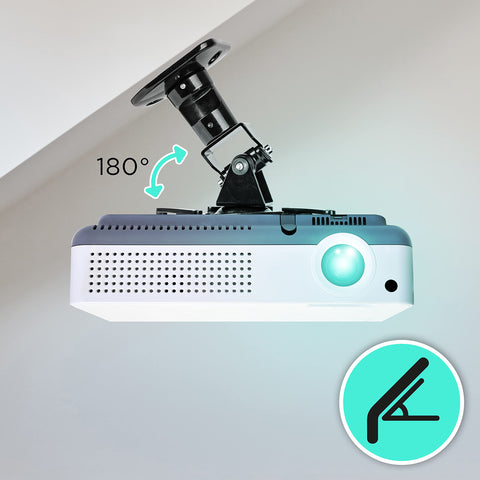 Duronic Projector Mount Stand for Ceiling or Wall Bracket PB01XB | 10kg Capacity | Multi-Fit Projector Bracket| Adjustable Clamp | Tile Swivel Rotate | Black
