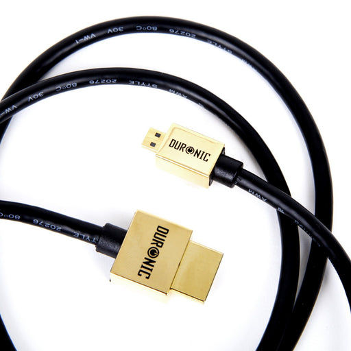 Duronic HDMI Cable HDAD /2, 2 Metre, Black, 2.0 2160p 4K Ultra-High-Speed HDMI to Micro HDMI Lead, 24K Gold Plated Male Connectors, For Smartphones, Android Tablets, Digital Cameras