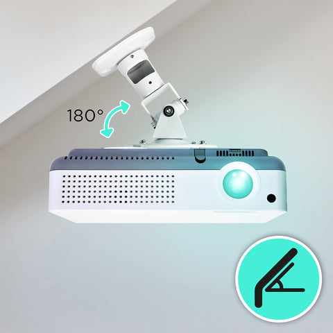 Duronic Projector Mount mounted upside down on a sloped ceiling with a 180-degree adjustable bracket