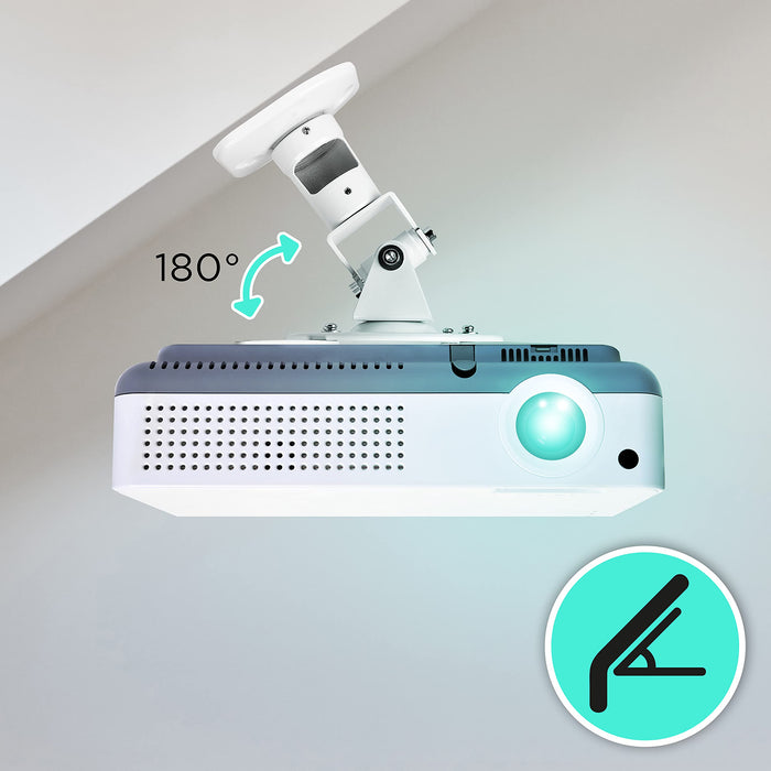 Duronic Projector Mount mounted upside down on a sloped ceiling with a 180-degree adjustable bracket