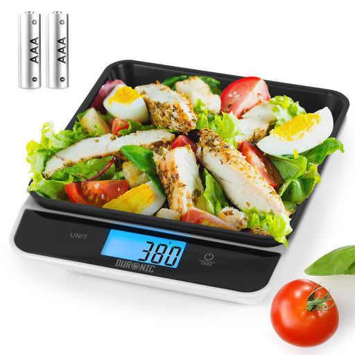 Duronic Digital Kitchen Scales KS100 BK, Black/White Design with 1.2L Bowl, 5kg Capacity, LCD Backlit Display, Add & Weigh Tare, 1g Precision, Measure Ingredients for Cooking & Baking