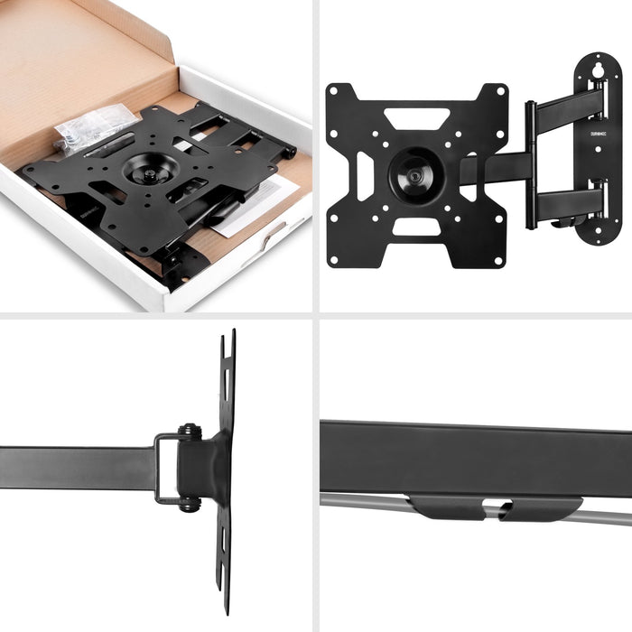Duronic TVB1135 TV Bracket, Cantilever Wall Mount for 23-37" Television Screen, Tilting Action +15°/-15, Fits up to 200x200mm, For Flat Screen (25kg)