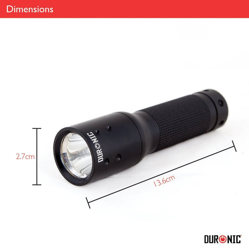 Duronic LED Torch Flashlight Super Bright RFL283AA | CREE Bulb Flashlight | Small Torch for Emergencies, Blackouts, Power Cuts, Keep in the Car