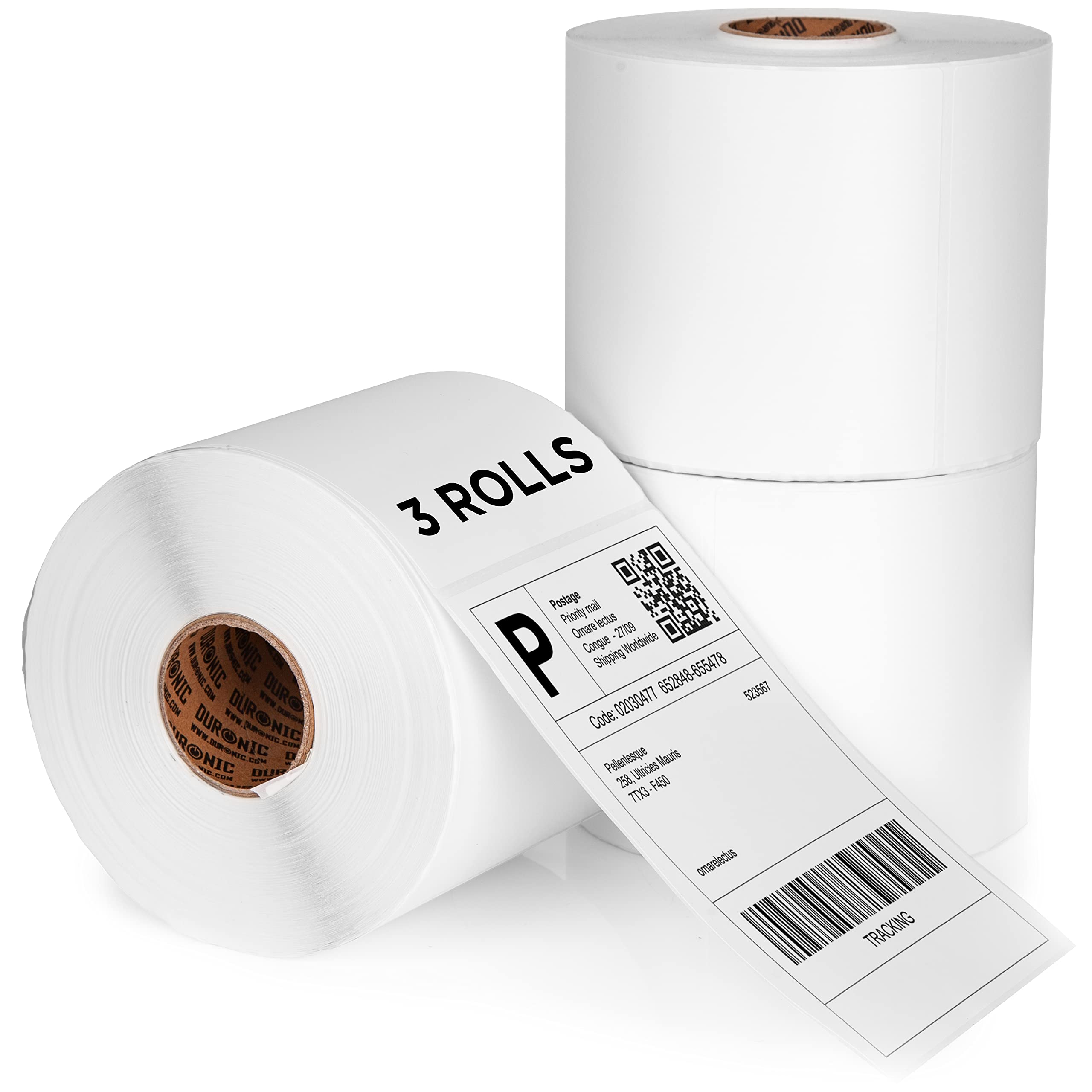 Duronic Thermal Labels LL4X6 [1500 Labels-3 Rolls] | 100x150mm (6x4”) Self-Adhesive Shipping Labels | Ideal Postage Labels for Etsy, Shopify, eBay, Amazon, Royal Mail, FedEx, UPS, Hermes | 3 ROLL PACK