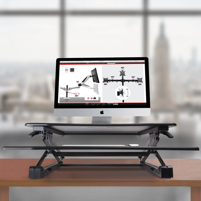 Duronic Sit Stand Desk DM05D3 Height Adjustable PC Laptop Workstation â€“  for PC Computer Laptop, Monitor and Keyboard Riser