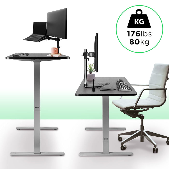 Duronic Sit Stand Desk Frame TM12 GY | Electric Standing Office Table | Frame ONLY | Height Adjustable 71-116cm | Ergonomic Workstation | GREY | Memory Function | Single Motor / 2 Stage