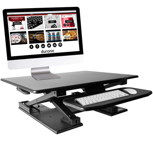 Duronic Sit-Stand Desk DM05D6 | Height Adjustable Office Workstation | 80x62cm Platform | Raises from 13-45cm | Riser for PC Computer Screen, Keyboard, Laptop | Ergonomic Desktop Table Converter