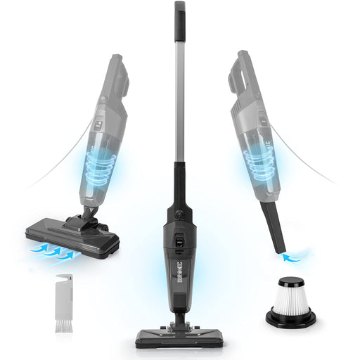 Duronic Upright Vacuum Cleaner VC9 Light Weight Stick Vacuum Cleaners, Energy Class A+ With HEPA Filter, Multi-Surface Cleaning 2-in-1 Corded and Handheld Vac For Home, Car – Black & Grey
