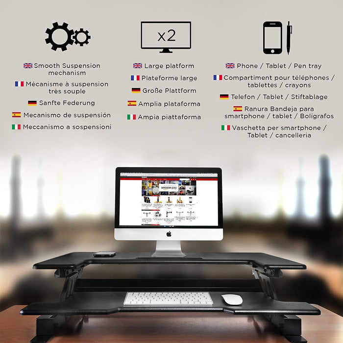Duronic DM05D5 Corner Sit-Stand Desk, Height Adjustable, Office  Workstation, 110x41cm Platform, Raises 15-50cm