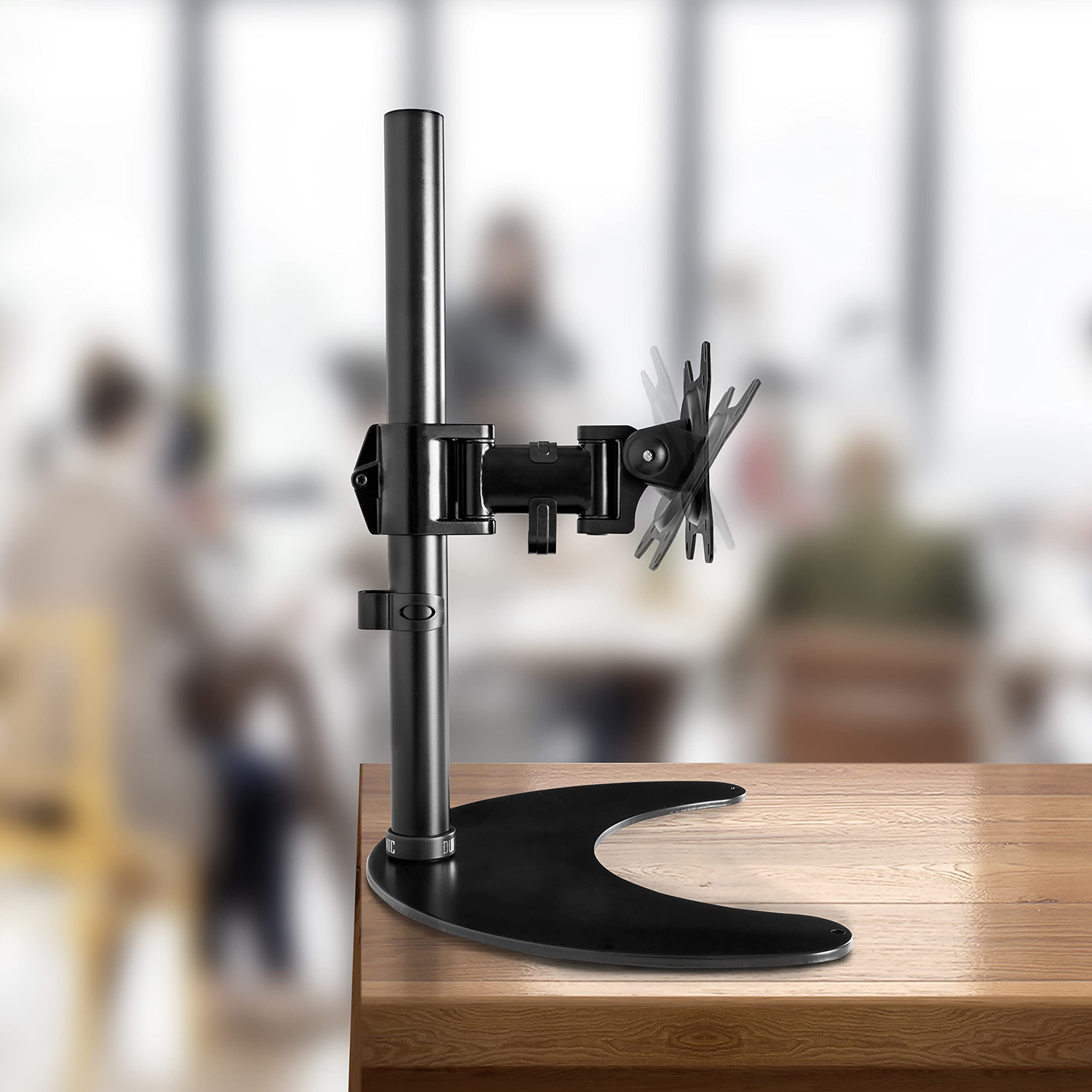 Duronic Monitor Arm Stand DM25D1 | Freestanding | Single PC Desk Mount | Steel | For One 13-27” LED LCD Television or Computer Screen | VESA 75/100 | 8kg | Tilt +35°/-90°, Swivel 180°, Rotate 360°