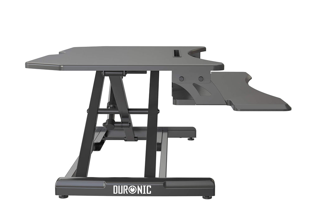 Duronic Sit-Stand Desk DM05D22 | Electric Height Adjustable Office Workstation | 85x50cm Platform | Rise from 15-50cm | For PC Computer Screen, Keyboard, Laptop | Ergonomic Desktop Table Converter