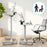 Duronic Sit-Stand Desk shown in sitting and standing positions with office chair.