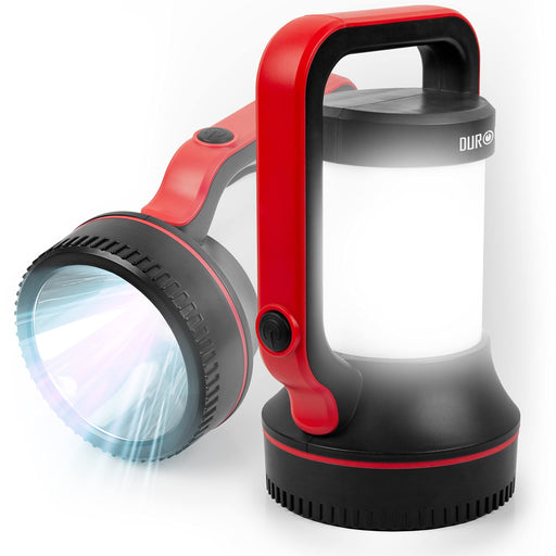 Duronic Camping Lantern LED Torch RL74, Hiking SOS Electric Flashing Rechargeable Flashlight, USB Charging, Emergency Light, Handheld or Freestanding Red & Black