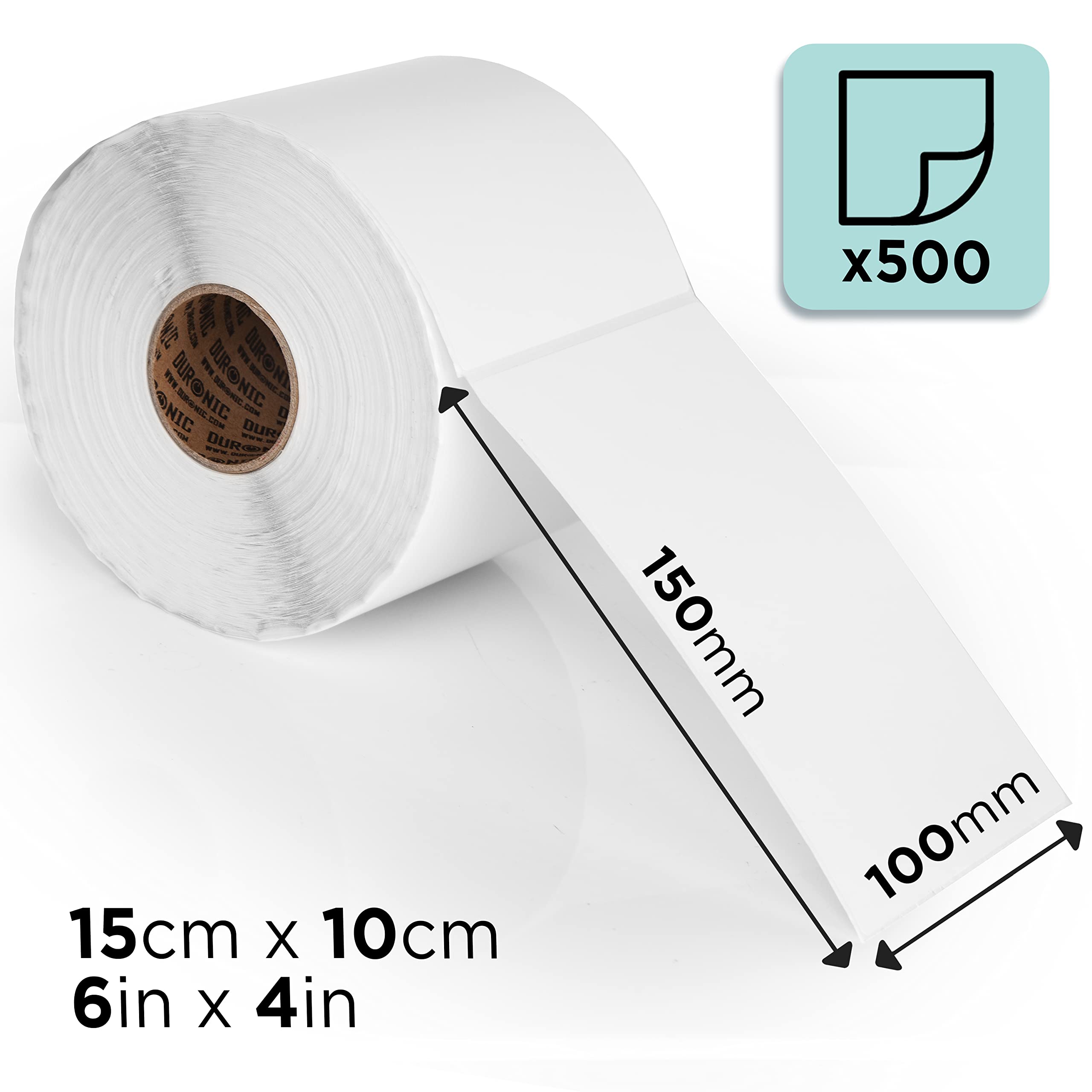 Duronic Thermal Labels LL4X6 [12,000 Labels-24 Rolls] | 100x150mm (6X 4”) Self-Adhesive Shipping Labels | Postage Labels for Etsy, Shopify, Ebay, Amazon, Royal Mail, FedEx, UPS, Hermes | 24 ROLL Pack