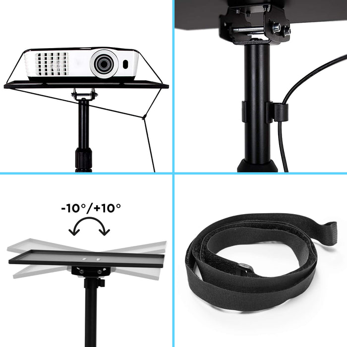 Duronic Projector Stand WPS20 | Adjustable Floor Table Tray on Wheels Only | Tall Moveable Laptop Trolley | 5kg Capacity