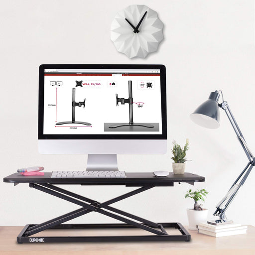 Duronic Sit-Stand Desk DM05D20 | Height Adjustable Office Workstation | 74x45cm Platform | Riser for PC Computer Screen, Keyboard, Laptop | 10kg Capacity | Ergonomic Desktop Table Converter…