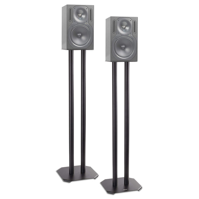Duronic Speaker Stand (pair) SPS1022-80 | LARGE 80cm | Set of 2 Steel Base Supports for Stereo Loudspeakers | Floor Standing with Spikes, Shoes and Pads | Insulating | Black | For Better Audio