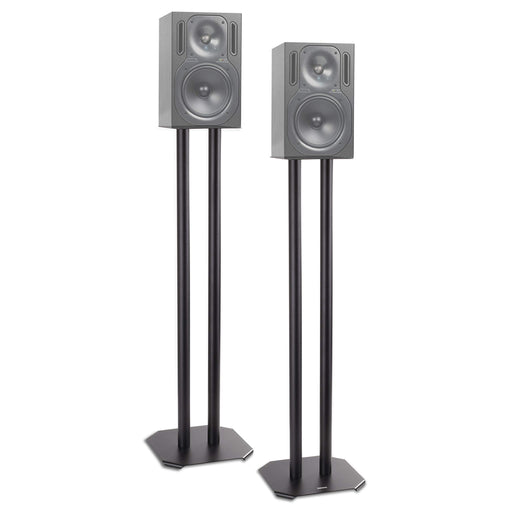 Duronic SPS1022-60 Speaker Stand (Pair) - 60cm Height, Steel Base Supports, Floor/Table Standing with Spikes, Shoes, Pads, Insulating - Better Audio Quality - Black