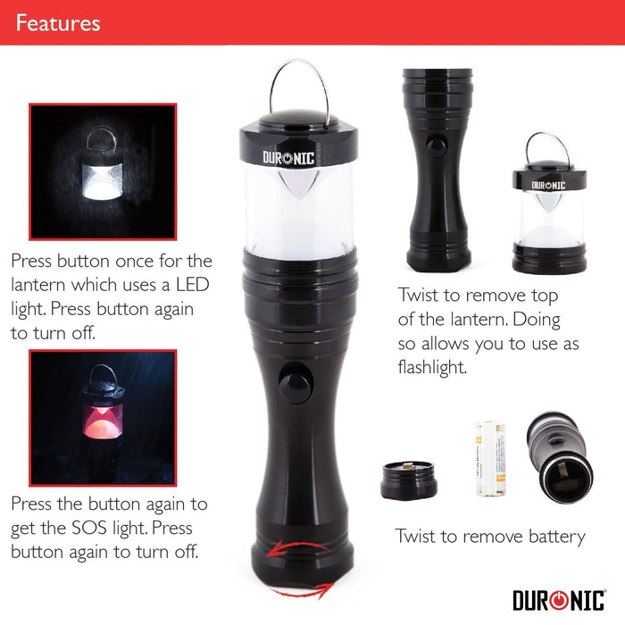 Duronic LED Lantern Flashlight Torch RFL033AAA Compact Super Bright