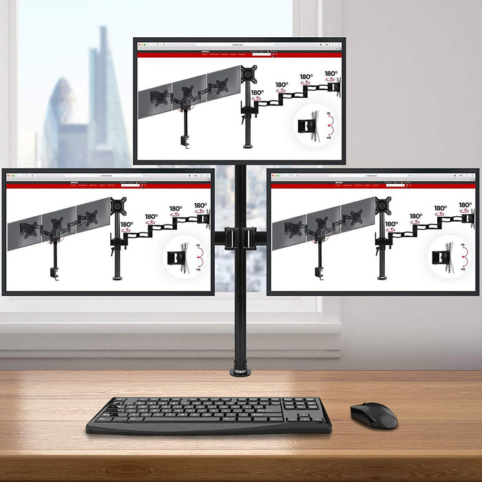 thumbnail image 2 of Triple Monitor Mount Stand With USB & Audio Ports - Adjustable 3 Screen Desk Mount For 24-32" Displays 2 of 5