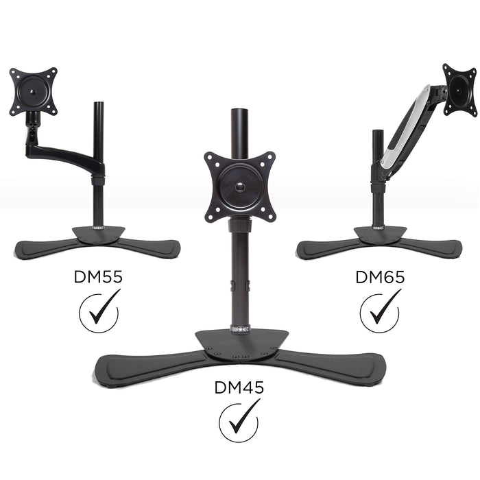 Duronic DM75 Stand for Pole | Attaches to Duronic DM15 DM25 DM35 DM453 Poles | Flat Freestanding Monitor Base for Desk | Heavy Duty Steel | Alternative Installation Solution to Clamp or Grommet Fixing