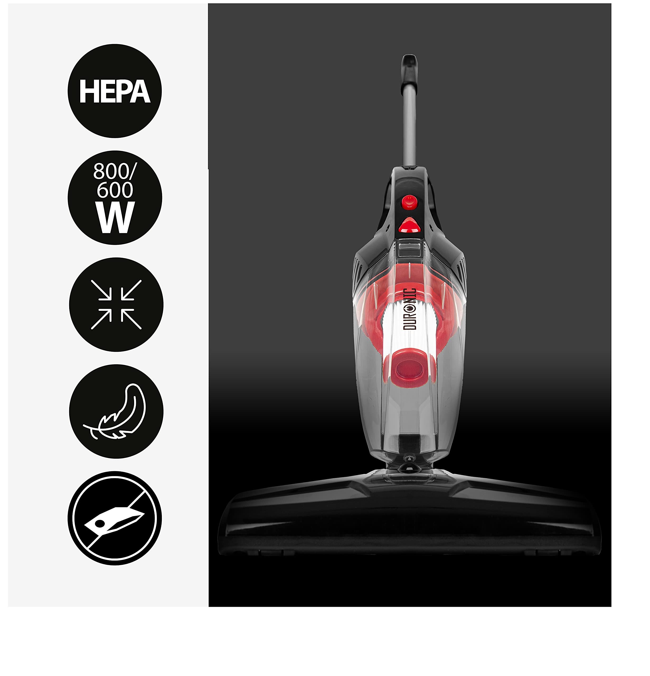 Duronic Upright Vacuum Cleaner VC8 Lightweight Corded Stick Vac Cleaners Hand Held Floor Carpet Upholstery Cleaner with HEPA Filter for Cleaning Dust, Hair in Home & Car