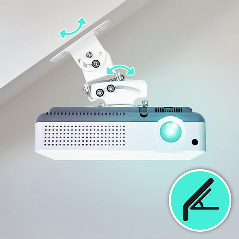 Duronic Projector Mount Stand for Ceiling or Wall Bracket PB05XB | 13.6kg Capacity | Multi-Fit Projector Bracket | Heavy Duty Adjustable Clamp | Tilt Swivel Rotate | White