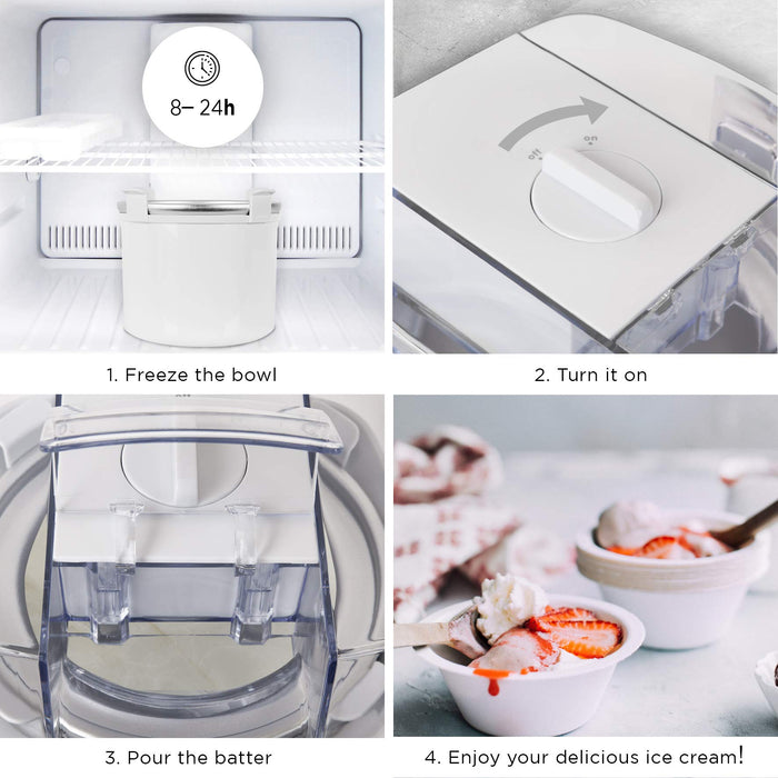Duronic Ice Cream Maker IM540 Machine, Gelato, Sorbet, Frozen Yoghurt, Soft-Serve Dessert, 1.5L Bowl to Freeze for 8 Hours, Electric Churning, Compact Portable Design, Make Homemade Delicious Creamy Ice Cream in 30 Minutes with your Kids!