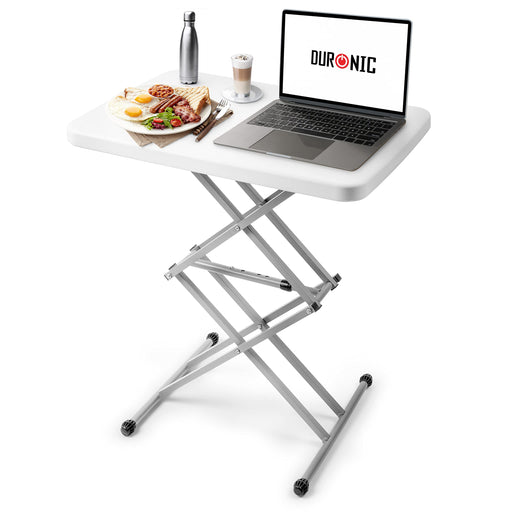 Duronic Folding Table CT13, Height Adjustable Scissor Table, Garden Trestle Table, Portable Occasional Table for BBQ, Picnic, Party, Crafting, TV Dinner, Camping, Laptop Work Desk