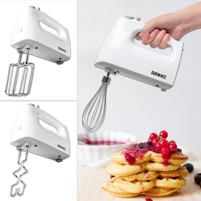 Duronic HM4W Electric Hand Mixer Set 400W - 2 Beaters, 2 Hooks