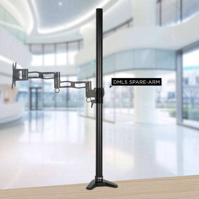 Duronic DM45 DM55 30cm Pole | Compatible with All Duronic Monitor Desk Mount Arms | Black | Steel | Short | 300mm Length | 32mm Diameter | Clamp Included