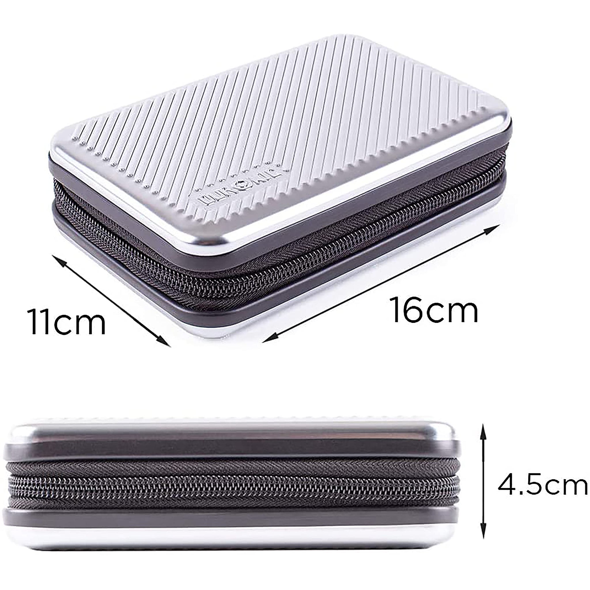 Duronic Hard Drive Case HDC3 /SR, Silver EVA Travel Case for Charger Adapter Power Bank SSD Storage Pouch for Seagate, WD, UnionSine, Toshiba, Sandisk, Samsung Drives 500GB to 5TB