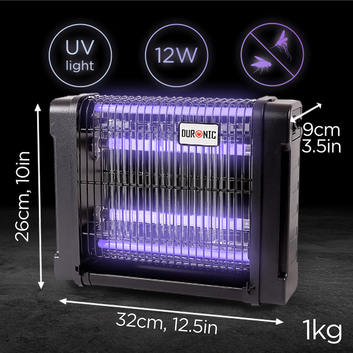 Duronic Fly Killer FK8412 | UV Light Kills Mosquitoes and Flying Insects | Small Size | Slimline | Ceiling or Wall Mountable | Indoor Pest Control | 12W Electric Ultra Violet Zapper | 2x 6W Bulbs