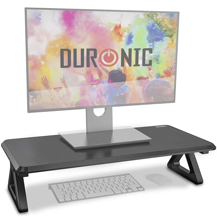 Duronic Monitor Stand Riser DM06-1 | Laptop and Screen Stand for Desktop | Black MDF | Support for a TV Screen or PC Computer Monitor | Ergonomic Office Desk Shelf | 10kg Capacity | 63cm x 30cm