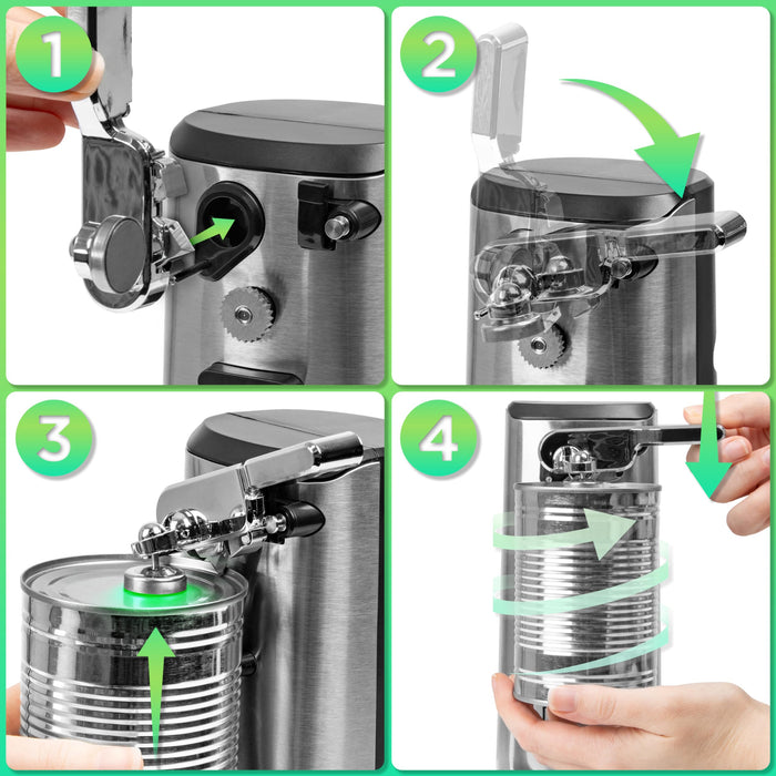 Duronic Electric Can Opener CO60, 3 in 1 Including Bottle Opener and Knife Sharpener,  1 Press Operation, Compact and Sleek Design for Arthritis or Individuals with Limited Mobility