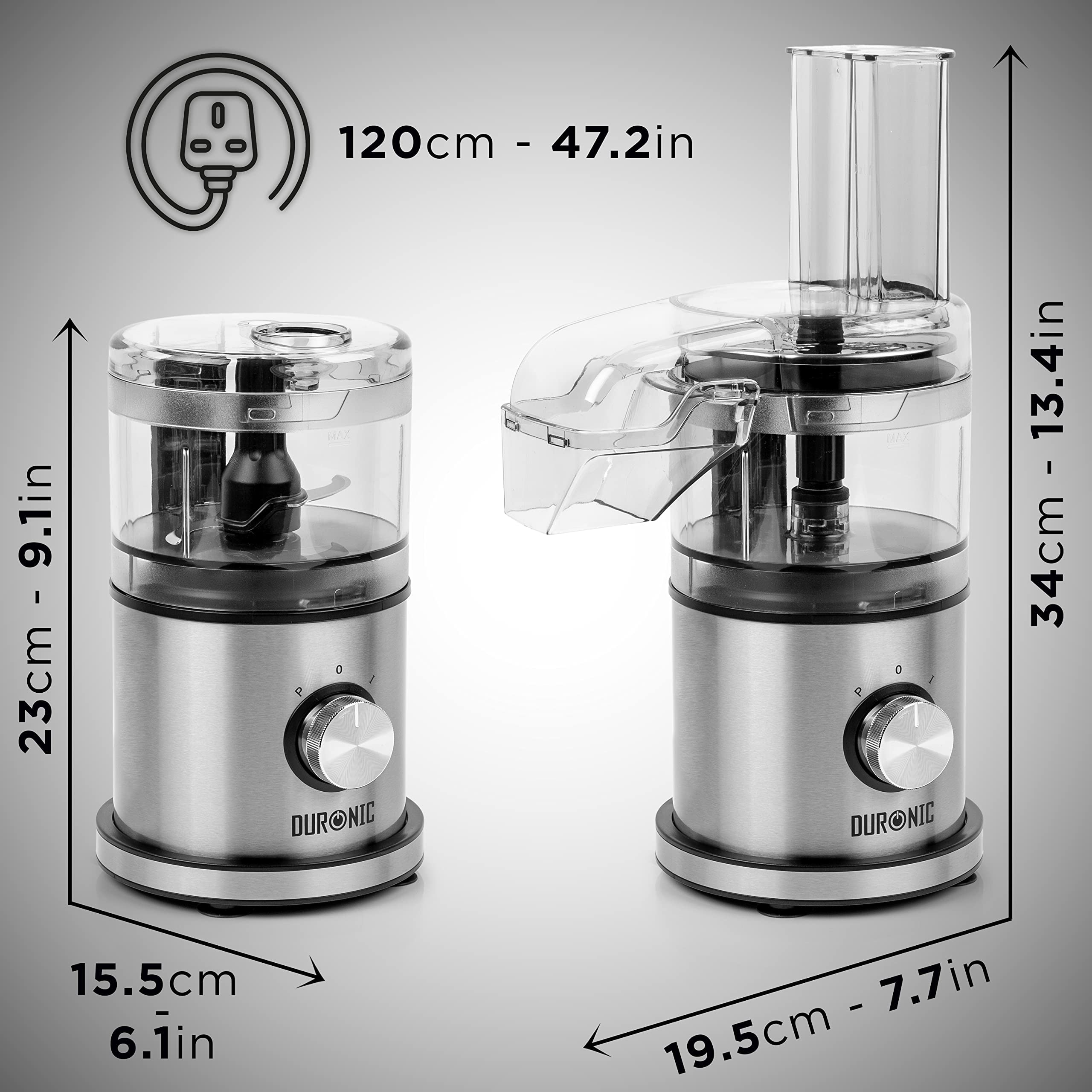 Duronic 2-in-1 Mini Food Processor and Chopper MFP400, Small Food Processor with Grater, Electric Chopper, Chops and Blends, 400W, 500ml