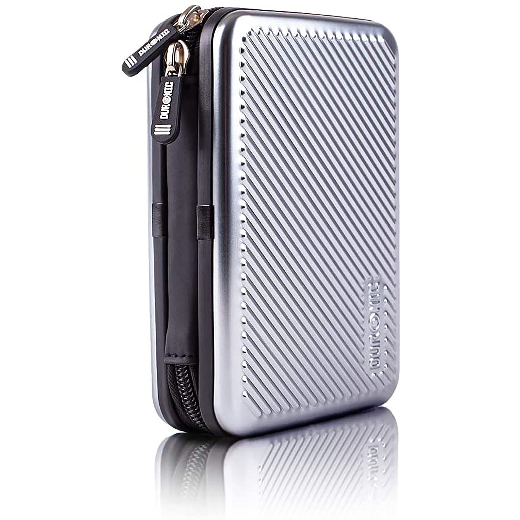 Duronic Hard Drive Case HDC3 /SR, Silver EVA Travel Case for Charger Adapter Power Bank SSD Storage Pouch for Seagate, WD, UnionSine, Toshiba, Sandisk, Samsung Drives 500GB to 5TB