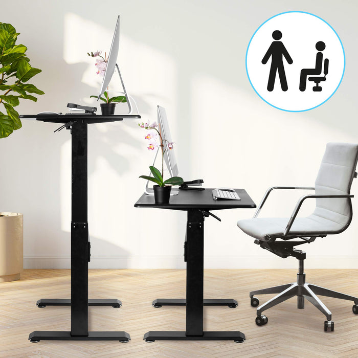 Duronic Sit-Stand Desk TM04F | Black Ergonomic Desk | Multi-Use Home Office Table | Ideal for both Adults & Children | 71x56cm Platform | Adjustable Height 72-114cm | 10kg Capacity | For Home / Office