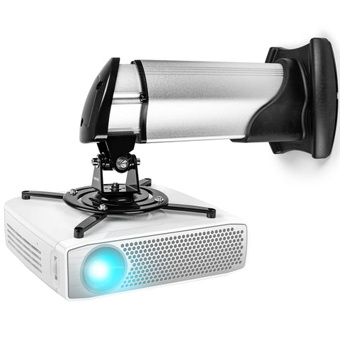 Duronic Projector Mount PB10XM (silver) | Extendable Telescopic Bracket Arm Fixing for Wall | 15kg Capacity | Multi-Fit Projector Bracket | Heavy Duty | Fittings Included | Rotate 360 °, Swivel 180 °, Tilt 60°