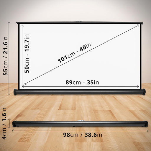 Duronic Desk Top Projection Screen DPS40 Black 16:9 Ratio 40” Table Projection Screen Matte White and Portable, Measuring 50 x 89cm Suitable for Homes, Schools and Offices