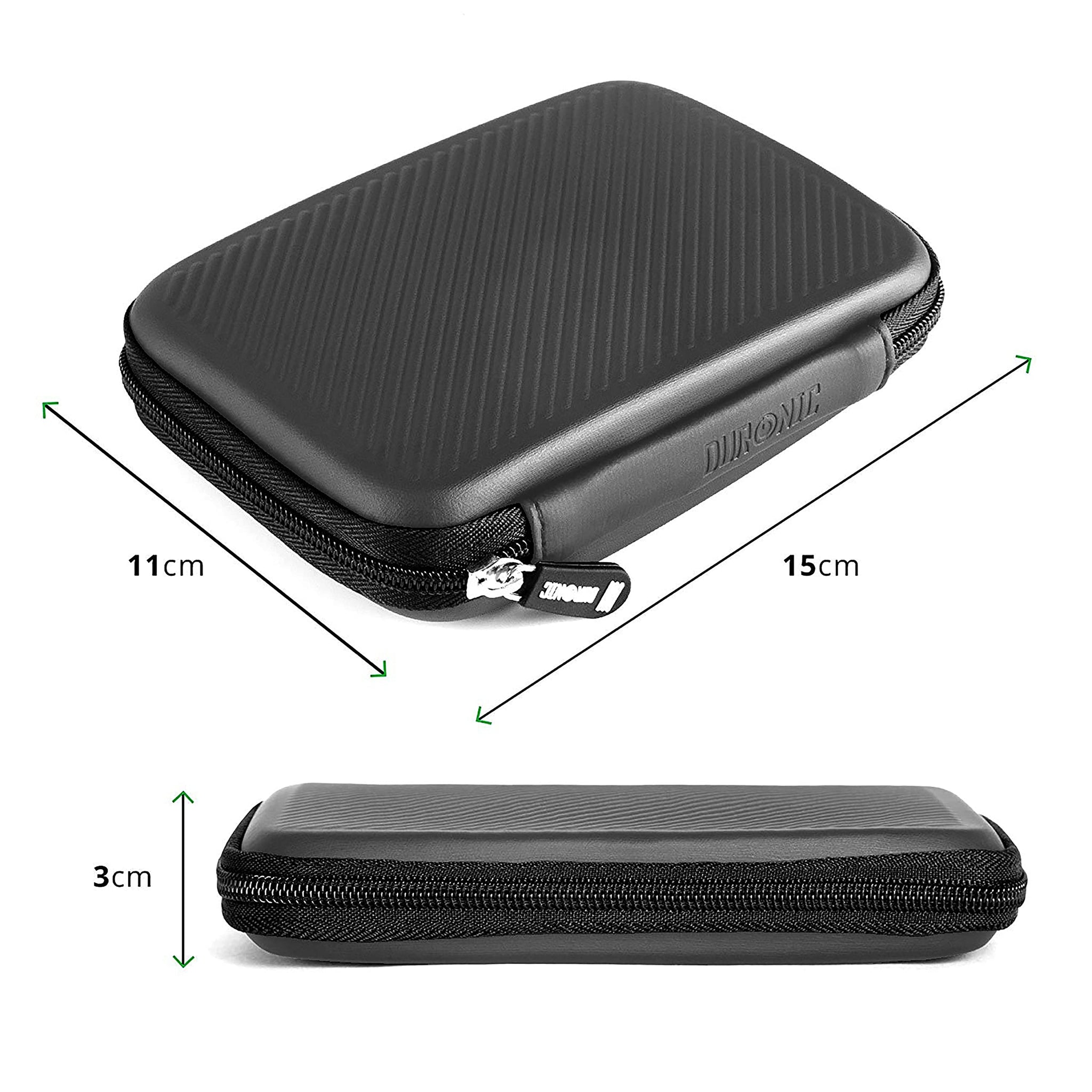 Duronic Portable Hard Drive Case HDC2 /GY Grey EVA Travel Case for Charger Adapter Power Bank SSD Storage Pouch for Seagate, WD, UnionSine, Toshiba, Sandisk, Samsung Drives 500GB to 5TB