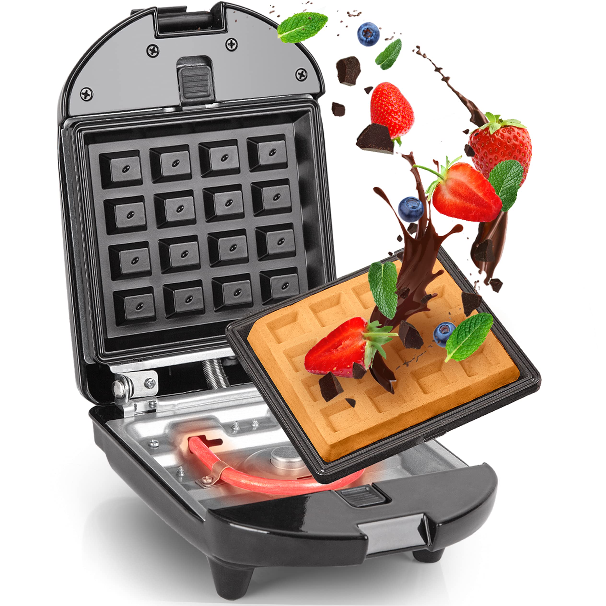 Duronic 2-in-1 Single Waffle Maker and Mini Grill WM52 Detachable an